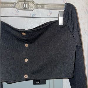 M black long sleeve off the shoulder crop top